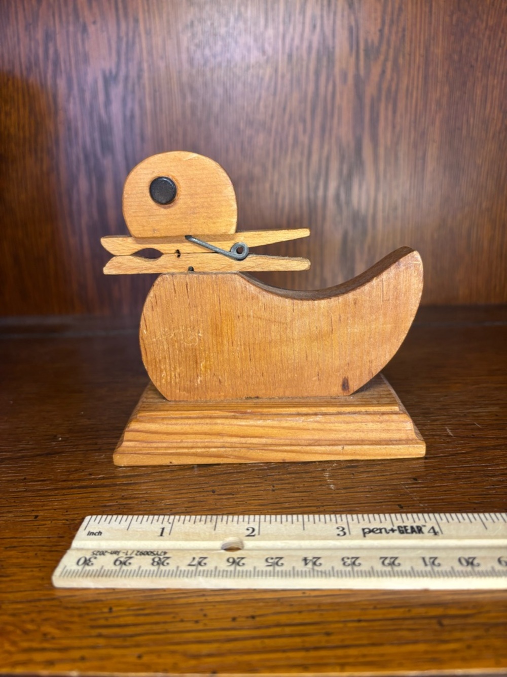 Wooden Duck Decorative Memo Holder Accent in Natural Wood Tone